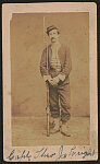 [Captain Theodore J. Wright of Co. E and Co. G, 72nd Pennsylvania Infantry Regiment in uniform with bayoneted rifle]