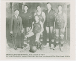 Harlem Globetrotters Basketball Team - Season of 1930-31. Left to right: (standing) Abe Saperstein, Toots Wright, Byron Long, Inman Jackson, William Oliver, (seated) Al Pullins