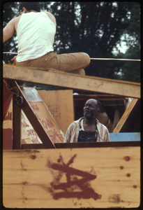 Residents and plywood tents at the Resurrection City encampment