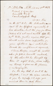 Letter from Edmund Carleton, Littleton, N.H., to Francis Jackson Garrison, Dec[embe]r 19th 1872