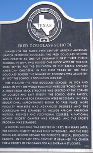 Texas Historical Commission Marker: Fred Douglass School