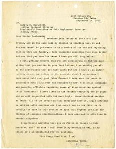 Letter from John J. Herrera to Carlos E. Castañeda - 1943-09-14 Letter from John J. Herrera to Carlos E. Castañeda - September 14, 1943