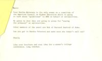 Note from Sheila Tobias to Catharine Stimpson, 1971, page 1