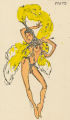 Thumbnail for Costume design drawing, topless showgirl in yellow feathers, Las Vegas, June 5, 1980