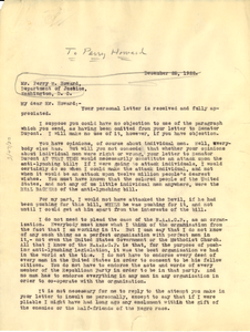 Letter from William Pickens to Perry Howard