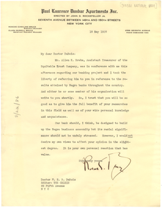 Letter from Roscoe Conkling Bruce to W. E. B. Du Bois