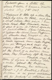 Extract of a letter to Emma Weston] [manuscript