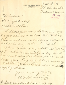 Letter from W. D. Morison to the editor of The Crisis