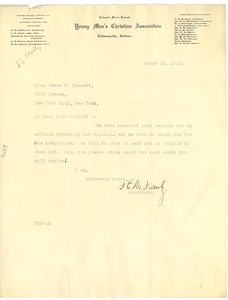 Letter from Y.M.C.A. Indianapolis Branch to Crisis