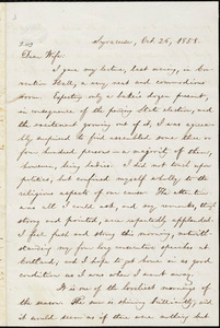 Thumbnail for Letter from William Lloyd Garrison, Syracuse, [N.Y.], to Helen Eliza Garrison, Oct. 26, 1858