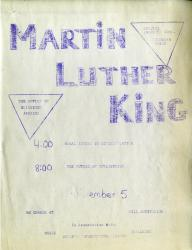 Flyer for Martin Luther King speech at Hill Auditorium, 1962