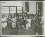 African American group in library, formal dress