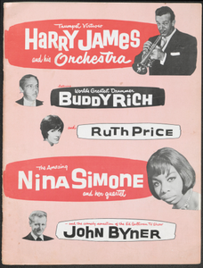 Program for Harry James and Nina Simone with Buddy Rich, Ruth Price, John Byner