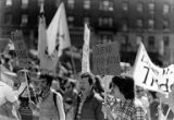 Bakke Decision Protest depicting people marching and holding protest signs in Seattle, Washington, 1977