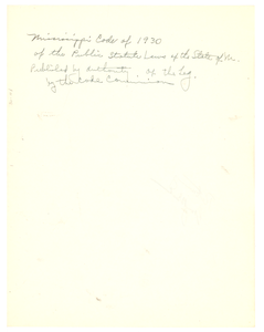 Mississippi code of 1930