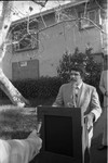 Zev Yaroslavsky speaking at an outdoor lectern, Los Angeles, 1981