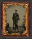 [Unidentified young soldier in Union uniform with bayoneted musket and cartridge box]