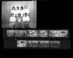 Set of negatives by Clinton Wright including women's basketball team at Doolittle, choir at Zion, Alton's house, Mark Twain's anniversary, and Joe Whitacker at Mickal's Shop, 1965