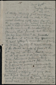 Incomplete letter from Maria Weston Chapman, 11th day out [to sea], Nov. 20th, [1855?], Tuesday morning