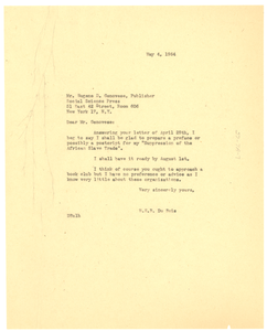 Letter from W. E. B. Du Bois to Social Science Press