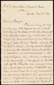 Letter from William Lloyd Garrison, Boston, [Mass.], to Elizabeth Pease Nichol, Nov. 6th, 1837