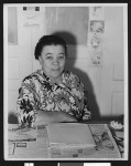 Charlotta Bass at her desk in the office of the California Eagle, circa 1931/1940, Los Angeles