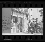 Group of African American boys in front of neighborhood market in Venice, Calif.,1969