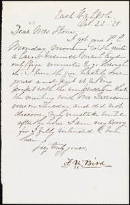 Letter from Francis William Bird, East Walpole, [Mass.], to Lucy Stone, Oct[ober] 22 - [18]78