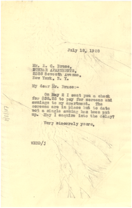 Letter from W. E. B. Du Bois to Paul Laurence Dunbar Apartments, Inc.