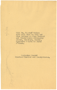 Invitation to Countee Cullen