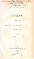 Our duty under reverse; a sermon preached in the Church of the "Cambridgeport Parish," Sunday, 28 July, 1861.