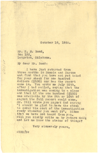 Letter from W. E. B. Du Bois to H. M. Bond