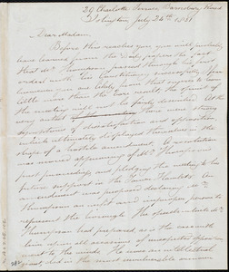 Letter from William Farmer, 29 Charlotte Terrace, Barnsbury Road, Islington, [London, England], to Maria Weston Chapman, July 24th, 1851