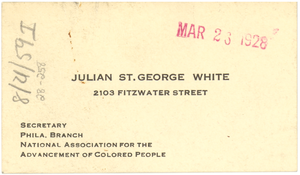 Julian St. George White business card