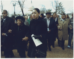 Digital image of Tulsa Race Massacre survivors in front of United States Capitol