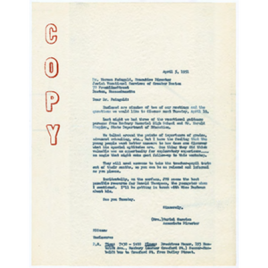 Letter from Muriel Snowden of Freedom House to Norman Feingold of the Jewish Vocational Service concerning Applicant Preparation Workshop