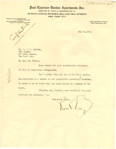 Letter from Roscoe Conkling Bruce to W. E. B. Du Bois