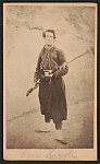 [Private Frederick C. Hyde of Co. F, 5th New York Infantry Regiment and 146th New York Infantry Regiment in Zouave uniform with bayoneted rifle]