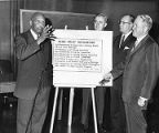 Robert N. C. Nix, Sr. and others present "Negro Policy Participation outline" at a postal operations hearing on alleged racial discrimination.