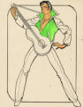 Costume design drawing, male dancer in a green jacket, Las Vegas, June 5, 1980