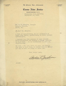 Letter: Washington, D.C. to Charles Henry Douglass, Jr., Macon, Georgia, 1925 Sept. 14