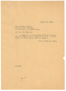 Letter from W. E. B. Du Bois to the N.A.A.C.P. Philadelphia Branch