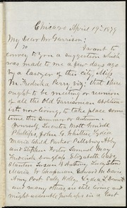 Letter to] My Dear Mr. Garrison [manuscript