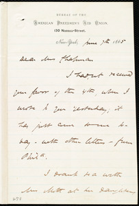 Letter from James Miller M'Kim, [New York], to Maria Weston Chapman, June 7th, 1865