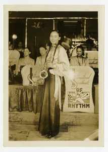 International Sweethearts of Rhythm, saxophonist]. [black-and-white photoprint