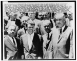 [Civil rights leaders (left to right): Martin Luther King, Jr., leader of the Southern Christian Leadership Council, attorney General Robert Kennedy; Roy Wilkins, Executive Secretary of the NAACP; and Vice President Lyndon Johnson, after a special White House conference on civil rights]