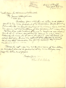 Letter from Charles E. B. Roberts to James Weldon Johnson