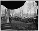 [Washington, D.C. Park of Wiard guns at the Arsenal; another view. H.L. Stuart against tree]