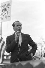 Alabama Grand Dragon James Spears speaking at a Ku Klux Klan rally in Montgomery, Alabama, from the back of a pickup truck.