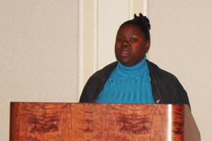 Student speaking behind podium at BHM banquet 2006